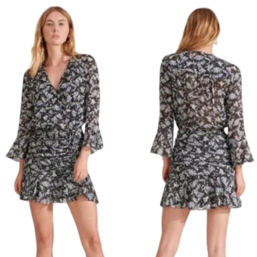 VERONICA BEARD Silk Dress, 6, Black/Floral, Semi-sheer, Mini/Short, 3/4 sleeves - Picture 15 of 15